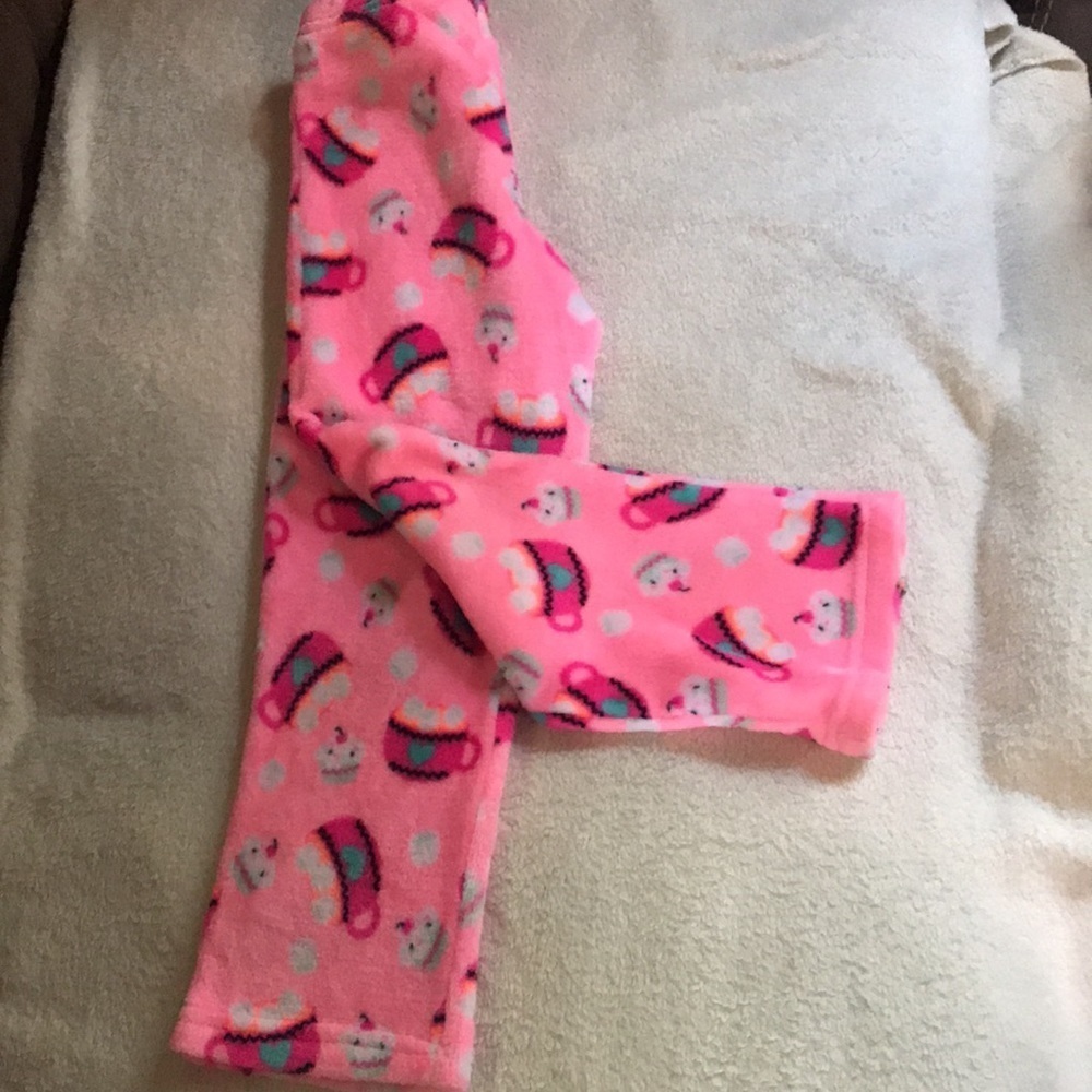Fleece girls pink cupcake pajama bottoms, Sz S (6)
